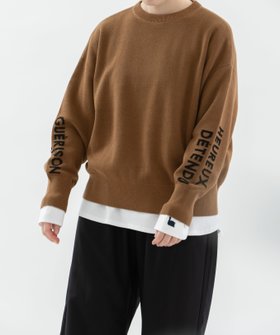 【プードゥドゥ/POU DOU DOU】の袖ロゴオーバーサイズスエット風ニット 人気、トレンドファッション・服の通販 founy(ファニー) ファッション Fashion レディースファッション Fashion for Women トップス・カットソー Cut & Sew Tops ニット Knit Tops & Sweaters クール Cool, Chic シンプル Simple, Minimal スマート Smart, Elegant ダブル Double, Double-Breasted フォルム Silhouette, Form リラックス Relax, Relaxed Fit |ID:prp329100004749858