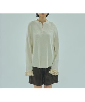 【ローズバッド/ROSE BUD】のCREOLME/RIB HENRY NECK PULLOVER 人気、トレンドファッション・服の通販 founy(ファニー) ファッション Fashion レディースファッション Fashion for Women トップス・カットソー Cut & Sew Tops カジュアルプルオーバー・ニットトップス Pullovers & Knit Tops / Casual Pullovers シンプル Simple, Minimal デニム Denim, Jeans Material フェミニン Feminine, Girly フリル Frill, Ruffle ベーシック Basic, Essential ミックス Mix, Mixed Style ラウンド Round, Round Neck レース Lace, Lace Fabric エレガント 上品 Elegant |ID:prp329100004749883