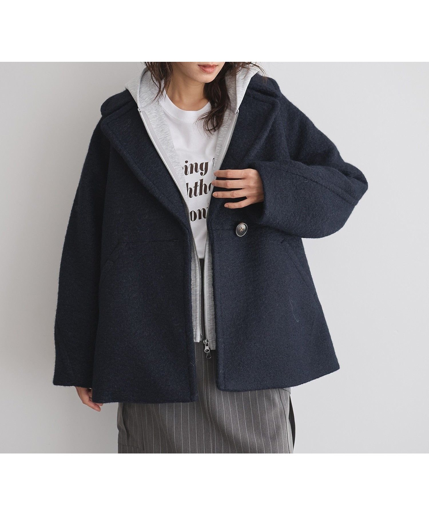 【ガレージ オブ グッド クロージング/GARAGE OF GOOD CLOTHING】のライトウエーブニットPコート インテリア・キッズ・メンズ・レディースファッション・服の通販 founy(ファニー)  ファッション Fashion レディースファッション Fashion for Women アウター Coat / Outerwear Collection コート・ロングコート・ピーコート Long Coats, Peacoats & More Pコート Pea Coats おすすめ Recommended / Our Picks ストレッチ Stretch, Stretchy Fabric ポケット Pocket, Pocket Detail 冬 Winter / This Winter ビジネス 仕事 通勤 Business / Work / Commuting ネイビー|ID: prp329100004749917 ipo3291000000034345680