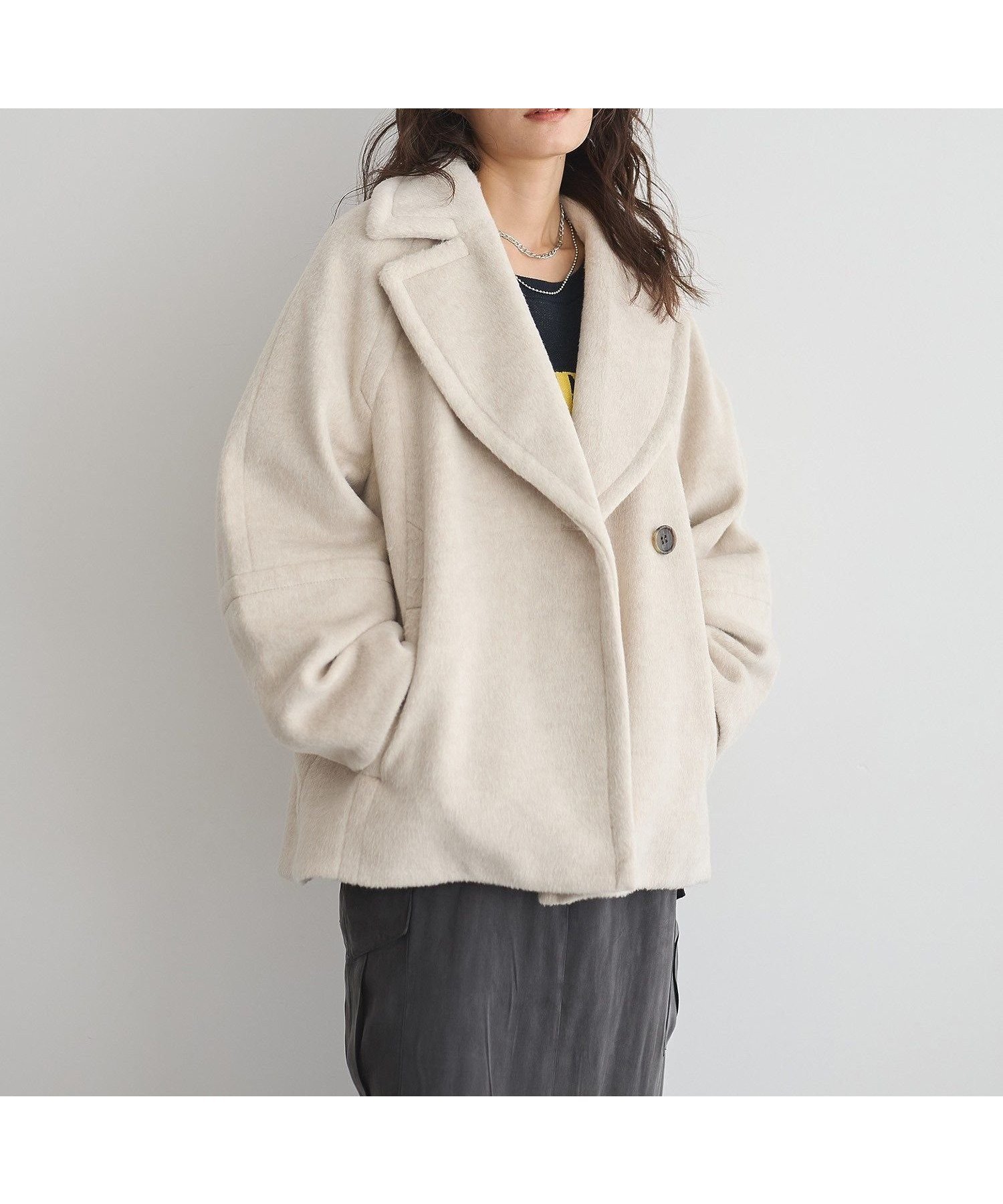 【ガレージ オブ グッド クロージング/GARAGE OF GOOD CLOTHING】の圧縮ニットシャギーPコート インテリア・キッズ・メンズ・レディースファッション・服の通販 founy(ファニー)  ファッション Fashion レディースファッション Fashion for Women アウター Coat / Outerwear Collection コート・ロングコート・ピーコート Long Coats, Peacoats & More Pコート Pea Coats おすすめ Recommended / Our Picks スマート Smart, Elegant ポケット Pocket, Pocket Detail アイボリー|ID: prp329100004749918 ipo3291000000034345686