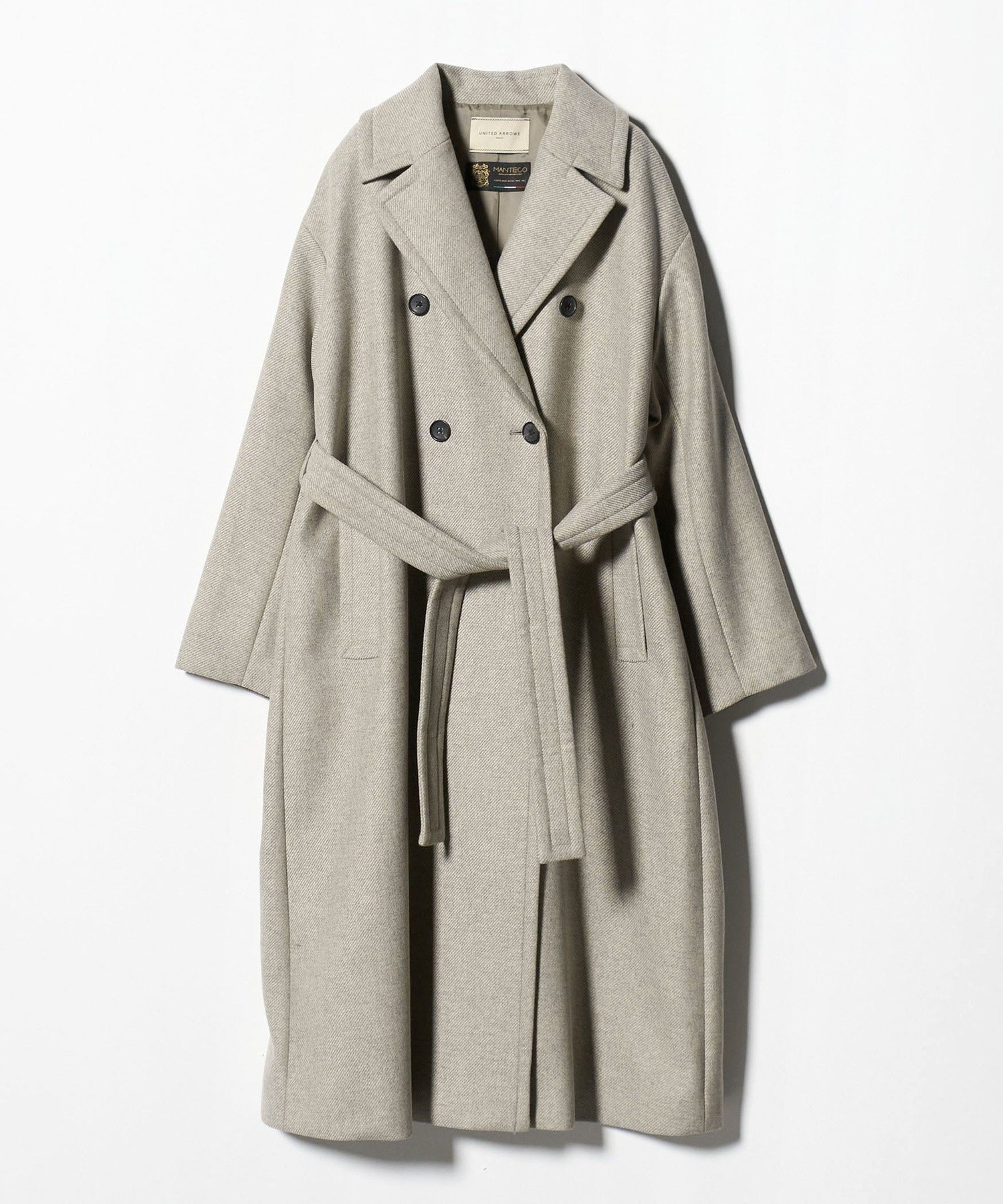 【ユナイテッドアローズ/UNITED ARROWS】のMANTECO テーラード コート インテリア・キッズ・メンズ・レディースファッション・服の通販 founy(ファニー) 　ファッション　Fashion　レディースファッション　Fashion for Women　アウター　Coat / Outerwear Collection　コート・ロングコート・ピーコート　Long Coats, Peacoats & More　イタリア　Italy　クラシカル　Classical, Vintage-Inspired　ダブル　Double, Double-Breasted　テーラード　Tailored, Tailored Fit　トレンド　Trend, Trending Now　別注　Limited Edition, Custom Order　メルトン　Melton, Heavy Wool　ワイド　Wide, Wide Fit　BEIGE|ID: prp329100004749932 ipo3291000000034631482