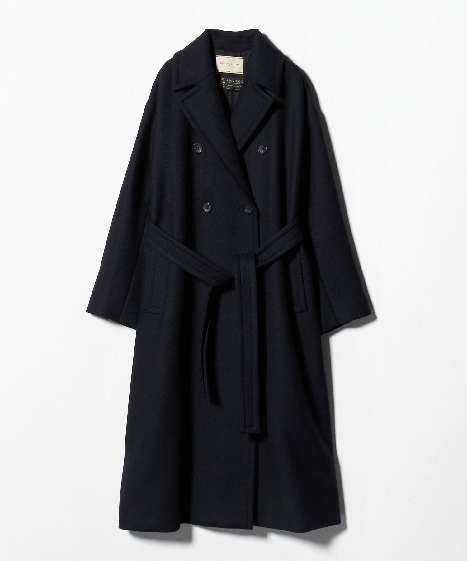 【ユナイテッドアローズ/UNITED ARROWS】のMANTECO テーラード コート インテリア・キッズ・メンズ・レディースファッション・服の通販 founy(ファニー) 　ファッション　Fashion　レディースファッション　Fashion for Women　アウター　Coat / Outerwear Collection　コート・ロングコート・ピーコート　Long Coats, Peacoats & More　イタリア　Italy　クラシカル　Classical, Vintage-Inspired　ダブル　Double, Double-Breasted　テーラード　Tailored, Tailored Fit　トレンド　Trend, Trending Now　別注　Limited Edition, Custom Order　メルトン　Melton, Heavy Wool　ワイド　Wide, Wide Fit　NAVY|ID: prp329100004749932 ipo3291000000034631485