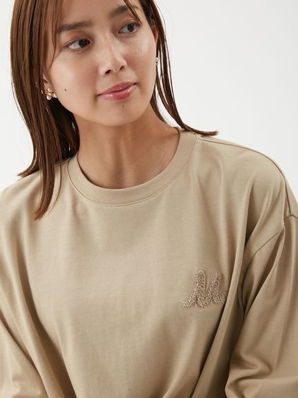 【ミラオーウェン/Mila Owen】のサガララメ刺繍ロンT インテリア・キッズ・メンズ・レディースファッション・服の通販 founy(ファニー) 　ファッション　Fashion　レディースファッション　Fashion for Women　トップス・カットソー　Cut & Sew Tops　ロングTシャツ・Tシャツ　Longline T-Shirts & Tees　シンプル　Simple, Minimal　スマート　Smart, Elegant　スリーブ　Sleeve, Long Sleeve / Short Sleeve　ロング　Long, Long-Length　ワイド　Wide, Wide Fit　ワンポイント　One Point, Statement Accent　ヴィンテージ　Vintage Style　エレガント 上品　Elegant　BEG[037]|ID: prp329100004749939 ipo3291000000034449678