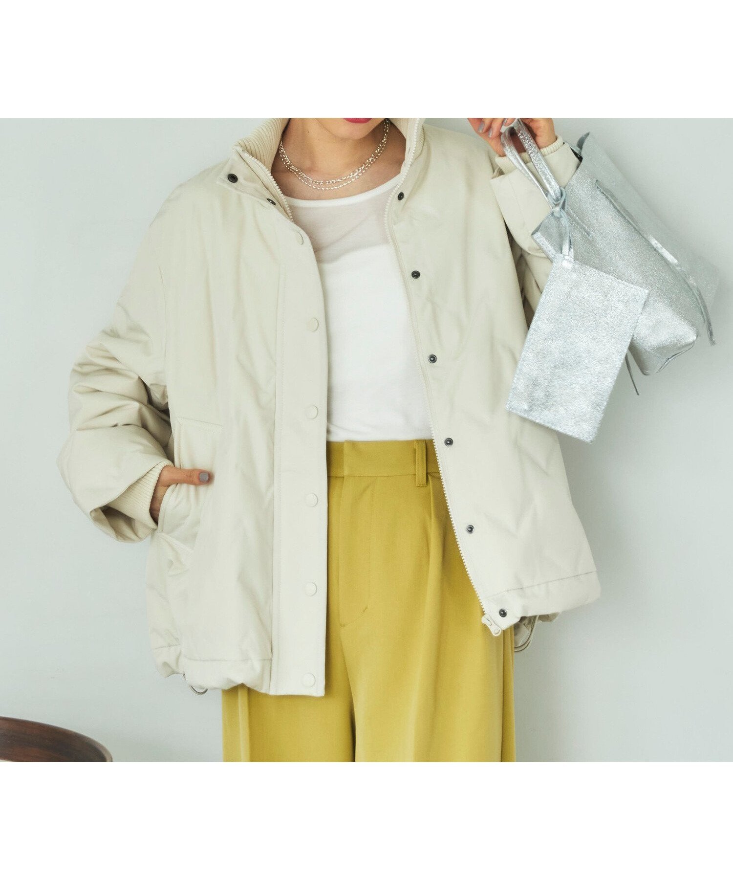 【ドゥ アルシーヴ/Doux archives】のスタンドキルティングダウン インテリア・キッズ・メンズ・レディースファッション・服の通販 founy(ファニー) 　ファッション　Fashion　レディースファッション　Fashion for Women　キルティング　Quilted, Quilting　ジャケット　Jacket, Outerwear　ダウン　Down, Puffer　ドローコード　Drawcord, Drawstring Cord　フェザー　Feather, Feather Detail　フレア　Flare, Flared　IVORY|ID: prp329100004750391 ipo3291000000034590181