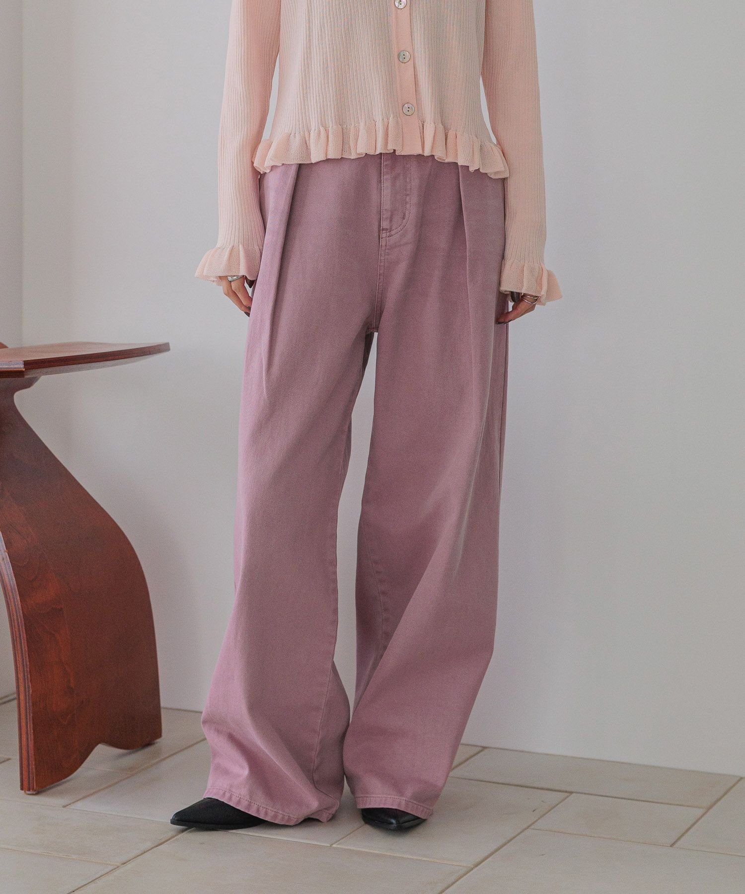 【ローリーズファーム/LOWRYS FARM】のタックワイドデニム インテリア・キッズ・メンズ・レディースファッション・服の通販 founy(ファニー) ファッション Fashion レディースファッション Fashion for Women ショート Short, Short Length デニム Denim, Jeans Material パープル Purple, Violet ヒョウ Leopard, Animal Print フロント Front, Front Design おすすめ Recommended / Our Picks パープル95|ID: prp329100004750435 ipo3291000000034478635