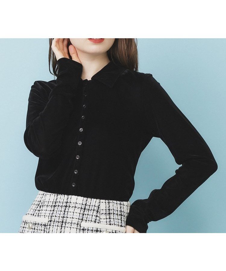 【インデックス/INDEX】の衿付きベロアジャージトップス【洗濯機OK】 人気、トレンドファッション・服の通販 founy(ファニー) 　ファッション　Fashion　レディースファッション　Fashion for Women　トップス・カットソー　Cut & Sew Tops　ベロアトップス　Velour Tops / Velvet-Look Items　エレガント 上品　Elegant　シンプル　Simple, Minimal　スタイリッシュ　Stylish, Fashionable　ストレッチ　Stretch, Stretchy Fabric　スマート　Smart, Elegant　スリム　Slim, Slim Fit　トレンド　Trend, Trending Now　フィット　Fit, Slim Fit　ベロア　Velour, Soft Velvet　羽織　Haori, Light Jacket　長袖　Long Sleeve, Full Sleeve　 other-1|ID: prp329100004750441 ipo3291000000034693527