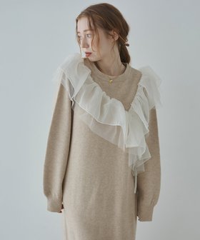 【バブ ブージュルード/Bab Bou Jeloud】の【低身長~高身長向けサイズあり】アシンメトリーフリルニットワンピース 人気、トレンドファッション・服の通販 founy(ファニー) ファッション Fashion レディースファッション Fashion for Women ワンピース Dresses ニットワンピース Knit Dresses アクリル Acrylic Material くるぶし Ankle-Length ショート Short, Short Length ストレート Straight, Straight Cut スマート Smart, Elegant チュール Tulip, Tulip Motif フリル Frill, Ruffle 冬 Winter / This Winter 再入荷 Restock / Back in Stock おすすめ Recommended / Our Picks エレガント 上品 Elegant |ID:prp329100004750488