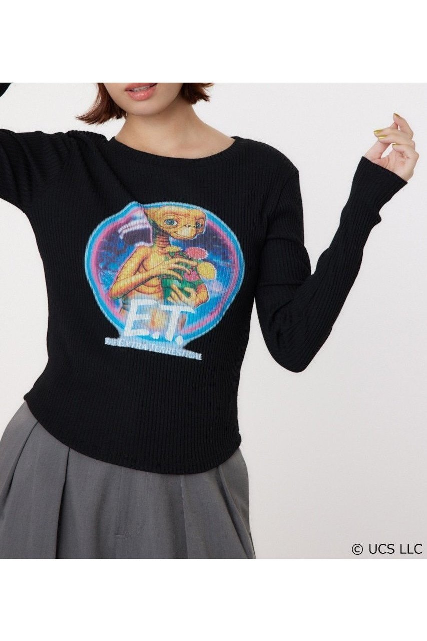 【ロデオクラウンズワイドボウル/RODEO CROWNS WIDE BOWL】の(E.T.)リブトップス インテリア・キッズ・メンズ・レディースファッション・服の通販 founy(ファニー)  ファッション Fashion レディースファッション Fashion for Women トップス・カットソー Cut & Sew Tops おすすめ Recommended / Our Picks グラフィック Graphic, Graphic Design プリント Print, Printed Pattern ポケット Pocket, Pocket Detail BLK|ID: prp329100004750507 ipo3291000000034349813
