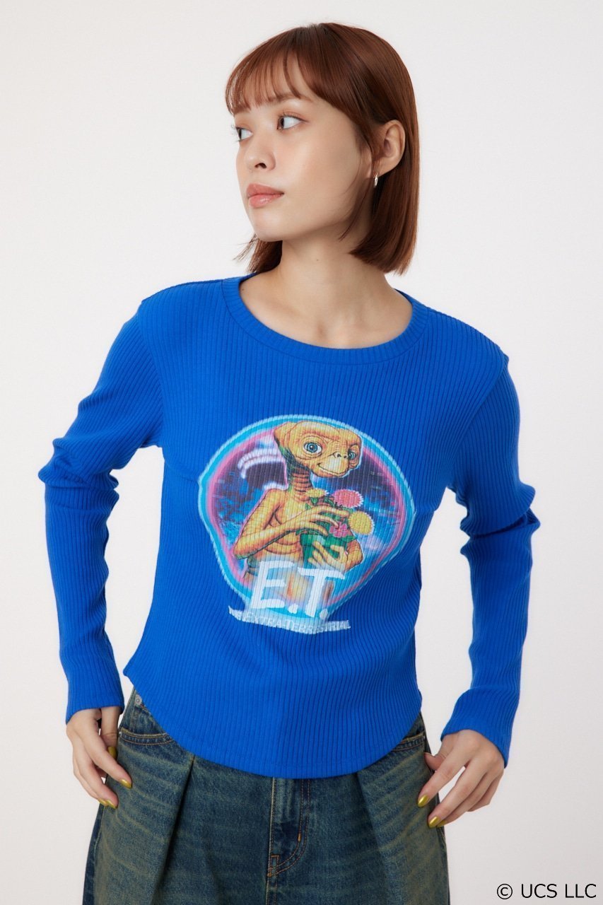 【ロデオクラウンズワイドボウル/RODEO CROWNS WIDE BOWL】の(E.T.)リブトップス インテリア・キッズ・メンズ・レディースファッション・服の通販 founy(ファニー)  ファッション Fashion レディースファッション Fashion for Women トップス・カットソー Cut & Sew Tops おすすめ Recommended / Our Picks グラフィック Graphic, Graphic Design プリント Print, Printed Pattern ポケット Pocket, Pocket Detail BLU|ID: prp329100004750507 ipo3291000000034349815