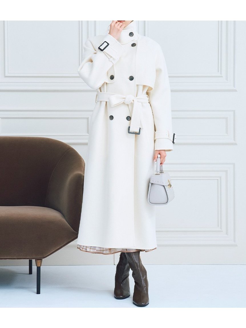 【セルフォード/CELFORD】のウール混ロングトレンチコート インテリア・キッズ・メンズ・レディースファッション・服の通販 founy(ファニー) 　ファッション　Fashion　レディースファッション　Fashion for Women　アウター　Coat / Outerwear Collection　コート・ロングコート・ピーコート　Long Coats, Peacoats & More　トレンチコート / 春秋の定番アウター　Trench Coats　ウェーブ　Wavy Pattern　今季　This Season, Current Season　ストレート　Straight, Straight Cut　スマート　Smart, Elegant　トレンチ　Trench, Trench Coat　人気　Popular, Best Seller　メルトン　Melton, Heavy Wool　ロング　Long, Long-Length　おすすめ　Recommended / Our Picks　IVR[003]|ID: prp329100004750516 ipo3291000000035026597