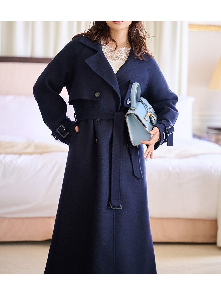 【セルフォード/CELFORD】のウール混ロングトレンチコート インテリア・キッズ・メンズ・レディースファッション・服の通販 founy(ファニー) 　ファッション　Fashion　レディースファッション　Fashion for Women　アウター　Coat / Outerwear Collection　コート・ロングコート・ピーコート　Long Coats, Peacoats & More　トレンチコート / 春秋の定番アウター　Trench Coats　ウェーブ　Wavy Pattern　今季　This Season, Current Season　ストレート　Straight, Straight Cut　スマート　Smart, Elegant　トレンチ　Trench, Trench Coat　人気　Popular, Best Seller　メルトン　Melton, Heavy Wool　ロング　Long, Long-Length　おすすめ　Recommended / Our Picks　DNVY[090]|ID: prp329100004750516 ipo3291000000035026599