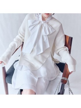 【フレイ アイディー/FRAY I.D】のリボンタイコンビニットチュニック 人気、トレンドファッション・服の通販 founy(ファニー) ファッション Fashion レディースファッション Fashion for Women トップス・カットソー Cut & Sew Tops ニット Knit Tops & Sweaters シルク Silk, 100% Silk ストライプ Stripe, Striped Pattern スマート Smart, Elegant スリット Slit, Slit Detail チュニック Tunic, Long Top バランス Balance, Style Balance モダン Modern, Contemporary リボン Ribbon, Bow おすすめ Recommended / Our Picks |ID:prp329100004750547