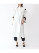 【ラシュッド/LASUD】のリボンデザインロングシャツワンピース オフホワイト|ID: prp329100004750574 ipo3291000000034551122