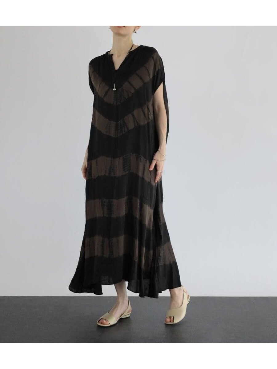 【ラシュッド/LASUD】のmade in INDIA タイダイ染めサテンワンピース インテリア・キッズ・メンズ・レディースファッション・服の通販 founy(ファニー) ファッション Fashion レディースファッション Fashion for Women ワンピース Dresses インド Indian Textile サテン Satin, Glossy Fabric ドレープ Drape, Draping Fabric ハンド Hand, Handmade プリント Print, Printed Pattern リゾート Resort, Vacation Style エレガント 上品 Elegant ブラック|ID: prp329100004750600 ipo3291000000034350361