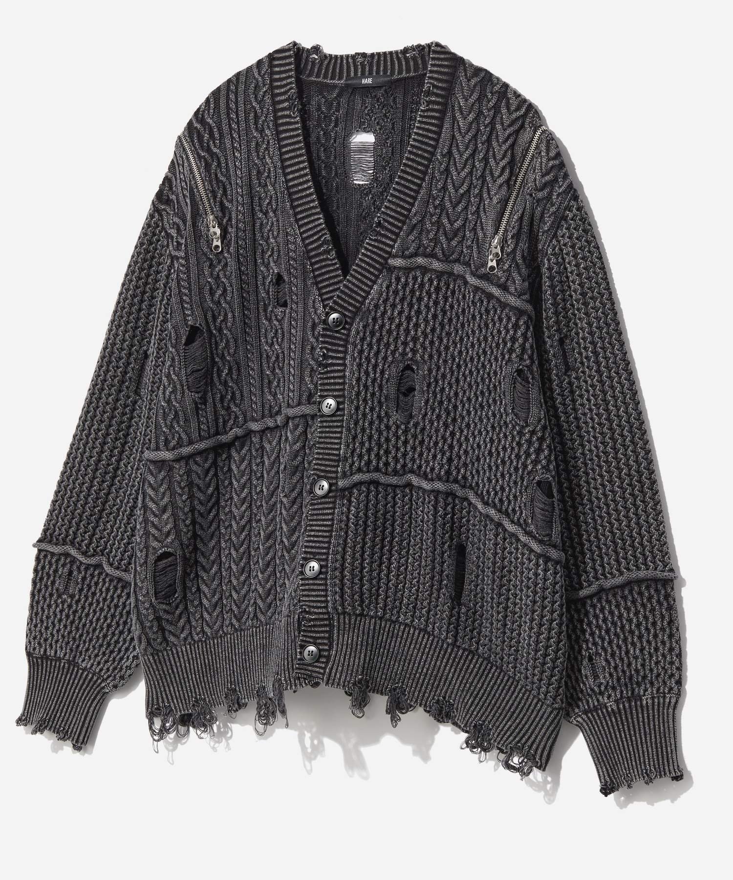 【ハレ/HARE】のBIGダメージZIPカーディガン 人気、トレンドファッション・服の通販 founy(ファニー) 　ファッション　Fashion　レディースファッション　Fashion for Women　トップス・カットソー　Cut & Sew Tops　カーディガン・羽織り　Layered Style Cardigans　インナー　Innerwear　ヴィンテージ　Vintage Style　カーディガン　Cardigan, Knitwear　ダメージ　Distressed, Destroyed　チェック　Check, Plaid, Tartan　フィット　Fit, Slim Fit　無地　Plain, Solid Color　リラックス　Relax, Relaxed Fit　 other-1|ID: prp329100004750641 ipo3291000000035020655