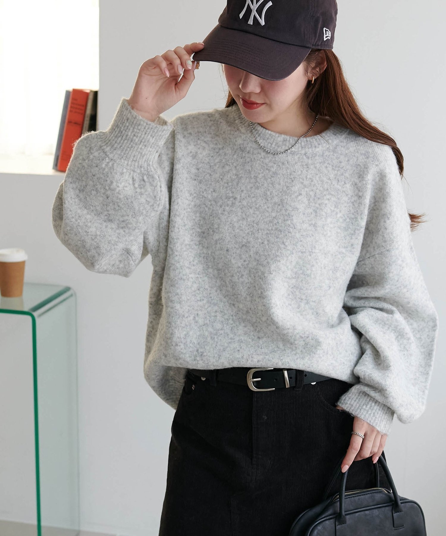 【ディスコート/Discoat】のメランジ袖ボリュームプルオーバー インテリア・キッズ・メンズ・レディースファッション・服の通販 founy(ファニー)  ファッション Fashion レディースファッション Fashion for Women トップス・カットソー Cut & Sew Tops カジュアルプルオーバー・ニットトップス Pullovers & Knit Tops / Casual Pullovers シンプル Simple, Minimal メランジ Melange, Mixed Yarn リラックス Relax, Relaxed Fit 切替 Switching, Contrast Panel ライトグレー|ID: prp329100004750660 ipo3291000000034350846
