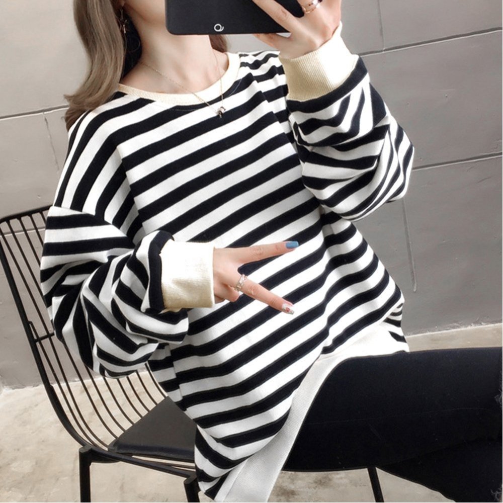 【ミニミニストア/miniministore】のボーダー柄 スウェット 配色 トレーナー 人気、トレンドファッション・服の通販 founy(ファニー)  ファッション Fashion レディースファッション Fashion for Women トップス・カットソー Cut & Sew Tops レディースパーカー・カジュアルフーディー Casual Hoodies & Sweatshirts スウェット・クルーネックトップス Sweatshirts & Crewnecks / Relaxed Fit Sweat Tops カットソー Cut and Sewn Top スウェット / スエット Sweatshirt, Sweatwear チュニック Tunic, Long Top トレーナー Sweatshirt, Trainer 長袖 Long Sleeve, Full Sleeve ビッグ Big, Oversized ボーダー Border, Stripe ロング Long, Long-Length  other-1|ID: prp329100004750670 ipo3291000000034350890