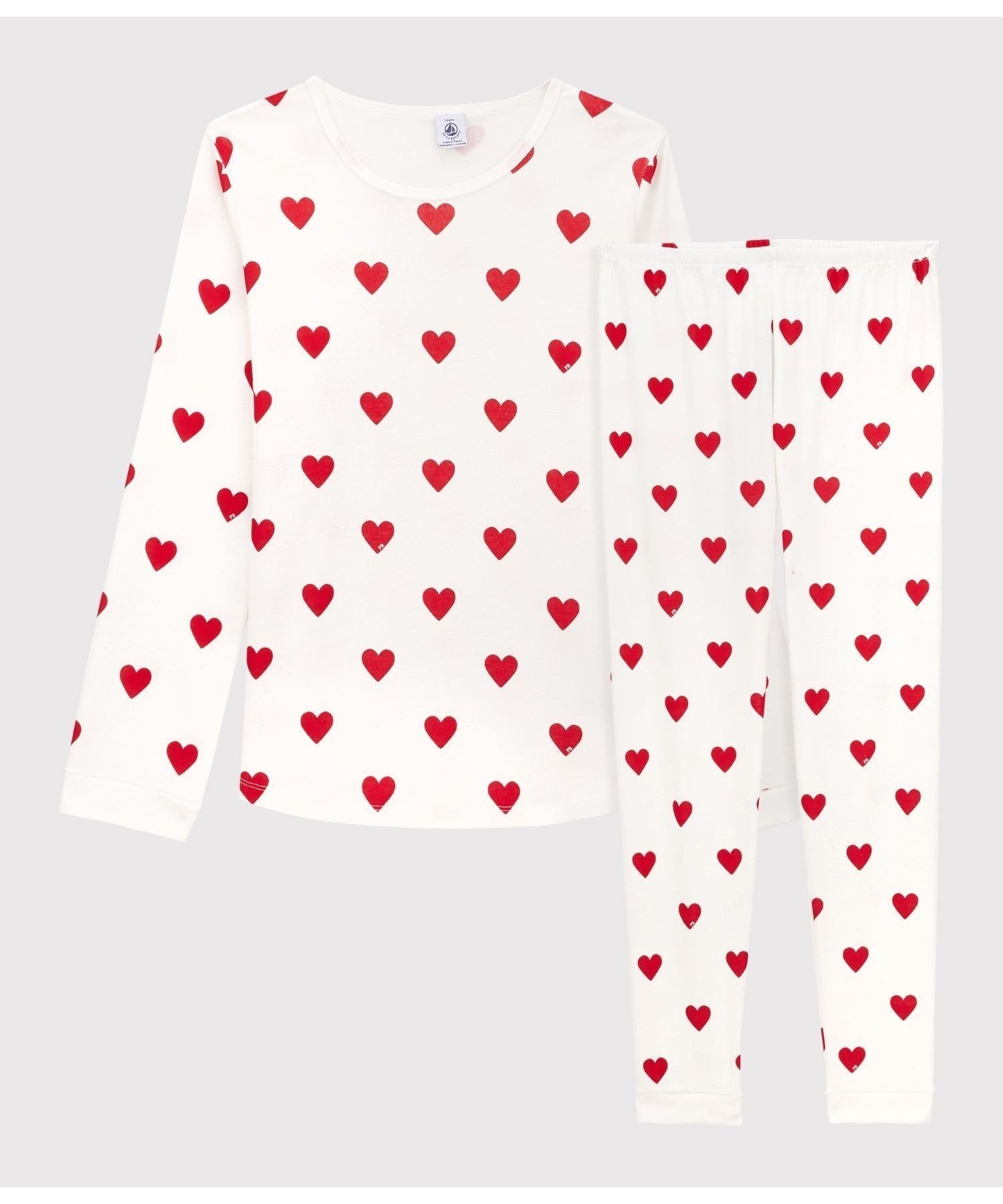 【プチバトー/PETIT BATEAU】のプリント長袖パジャマ インテリア・キッズ・メンズ・レディースファッション・服の通販 founy(ファニー) 　ファッション　Fashion　レディースファッション　Fashion for Women　トップス・カットソー　Cut & Sew Tops　パジャマ　Pajamas, Sleepwear　プリント　Print, Printed Pattern　人気　Popular, Best Seller　長袖　Long Sleeve, Full Sleeve　オフホワイト/レッド|ID: prp329100004750673 ipo3291000000034350902