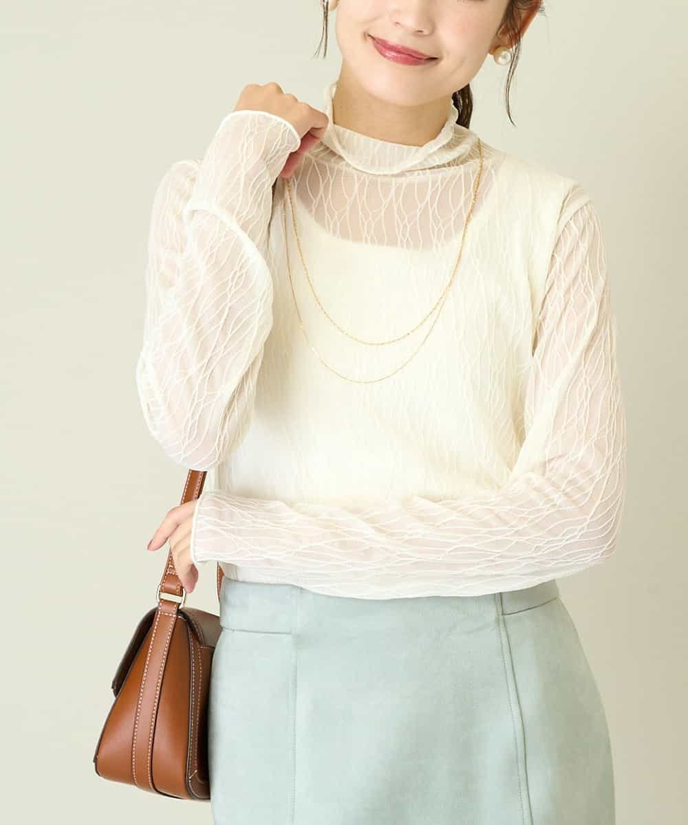 【アー ヴェー ヴェー/a.v.v】のシアーウェーブハイネックトップス インテリア・キッズ・メンズ・レディースファッション・服の通販 founy(ファニー) 　ファッション　Fashion　レディースファッション　Fashion for Women　トップス・カットソー　Cut & Sew Tops　インナー　Innerwear　ウェーブ　Wavy Pattern　カーディガン　Cardigan, Knitwear　シアー　Sheer, See-Through　フィット　Fit, Slim Fit　ベーシック　Basic, Essential　再入荷　Restock / Back in Stock　エレガント 上品　Elegant　アイボリー|ID: prp329100004750687 ipo3291000000034633008