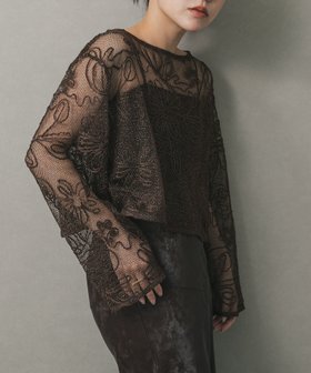 【センスオブプレイス/SENSE OF PLACE by URBAN RESEARCH】のコードシシュウメッシュトップ 人気、トレンドファッション・服の通販 founy(ファニー) ファッション Fashion レディースファッション Fashion for Women 2025年 2025 2025-2026秋冬・A/W Autumn/Winter 2025–26 AW25–26 冬 Winter / This Winter メッシュ Mesh, Net Fabric A/W・秋冬 Autumn/Winter |ID:prp329100004750690