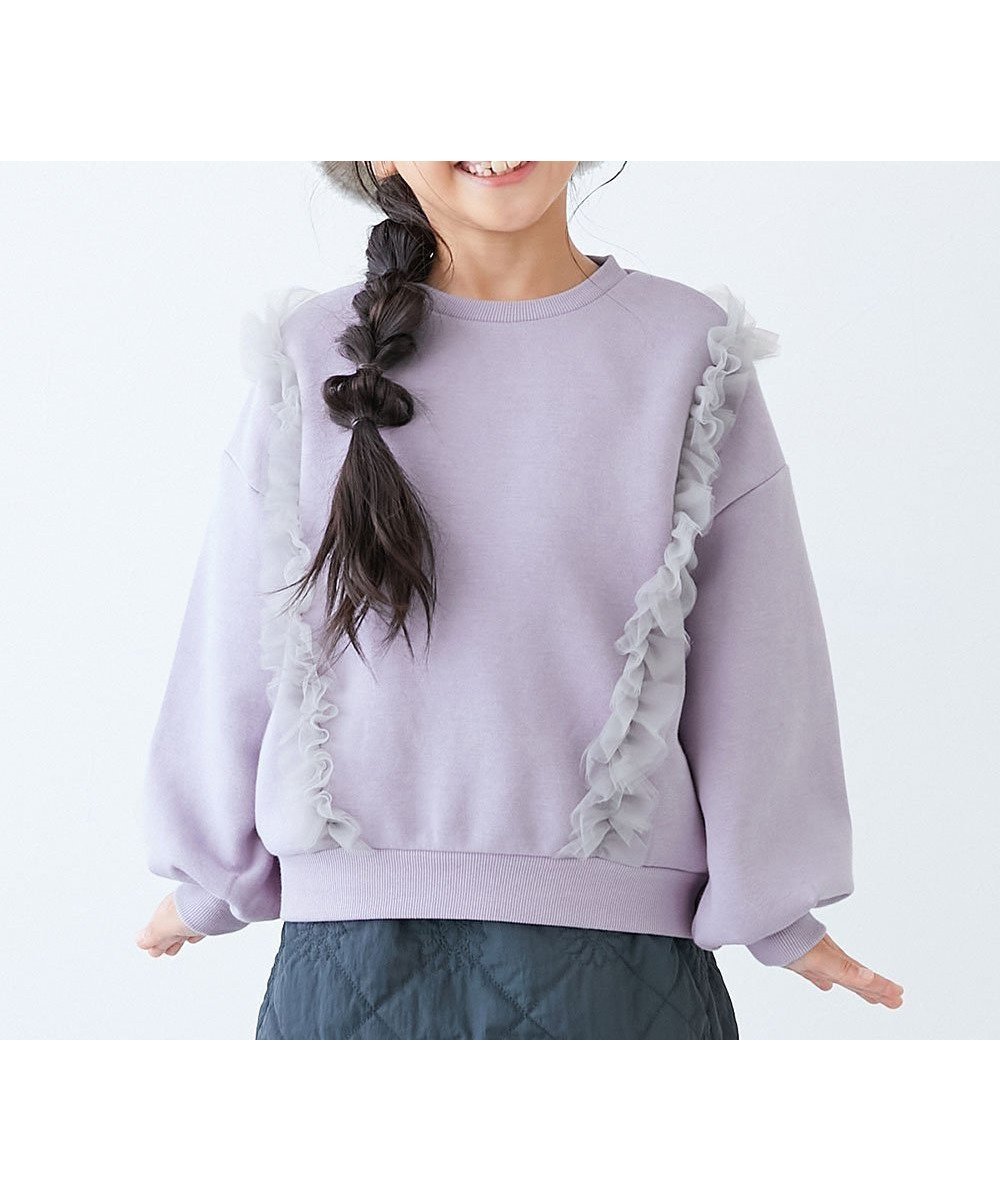 【デビロック/devirock / KIDS】のえらべるフリルチュール 裏起毛 トレーナー トレーナー トップス 25AW インテリア・キッズ・メンズ・レディースファッション・服の通販 founy(ファニー) ファッション Fashion キッズファッション Fashion for Kids トップス・カットソー Cut & Sew Tops ガーリー Girly, Feminine Style チュール Tulip, Tulip Motif デニム Denim, Jeans Material トレーナー Sweatshirt, Trainer おすすめ Recommended / Our Picks 2025年 2025 2025-2026秋冬・A/W Autumn/Winter 2025–26 AW25–26 012-たてフリル-Dバイオレット|ID: prp329100004750696 ipo3291000000034513616