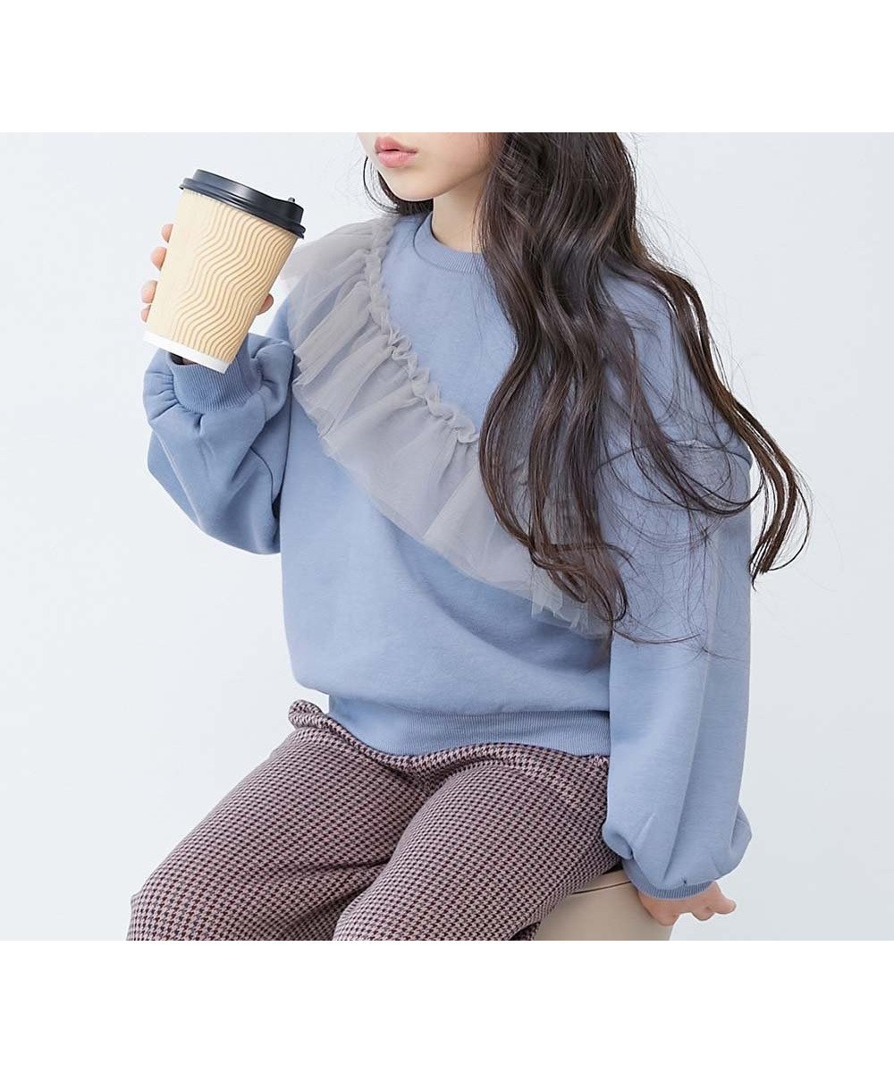 【デビロック/devirock / KIDS】のえらべるフリルチュール 裏起毛 トレーナー トレーナー トップス 25AW インテリア・キッズ・メンズ・レディースファッション・服の通販 founy(ファニー) ファッション Fashion キッズファッション Fashion for Kids トップス・カットソー Cut & Sew Tops ガーリー Girly, Feminine Style チュール Tulip, Tulip Motif デニム Denim, Jeans Material トレーナー Sweatshirt, Trainer おすすめ Recommended / Our Picks 2025年 2025 2025-2026秋冬・A/W Autumn/Winter 2025–26 AW25–26 022-ななめフリル-ソフトブルー|ID: prp329100004750696 ipo3291000000034513618