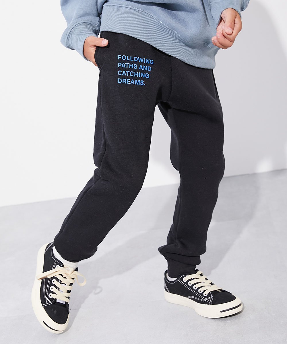 【デビロック/devirock / KIDS】のデビラボ プリント 裏起毛 パンツ スウェットパンツ ロングパンツ ボトムス 25AW インテリア・キッズ・メンズ・レディースファッション・服の通販 founy(ファニー) 　ファッション　Fashion　キッズファッション　Fashion for Kids　ボトムス　Bottoms　シンプル　Simple, Minimal　プリント　Print, Printed Pattern　ベーシック　Basic, Essential　ロング　Long, Long-Length　おすすめ　Recommended / Our Picks　2025年　2025　2025-2026秋冬・A/W　Autumn/Winter 2025–26 AW25–26　012-ロゴ1-ブラック|ID: prp329100004750706 ipo3291000000034730945