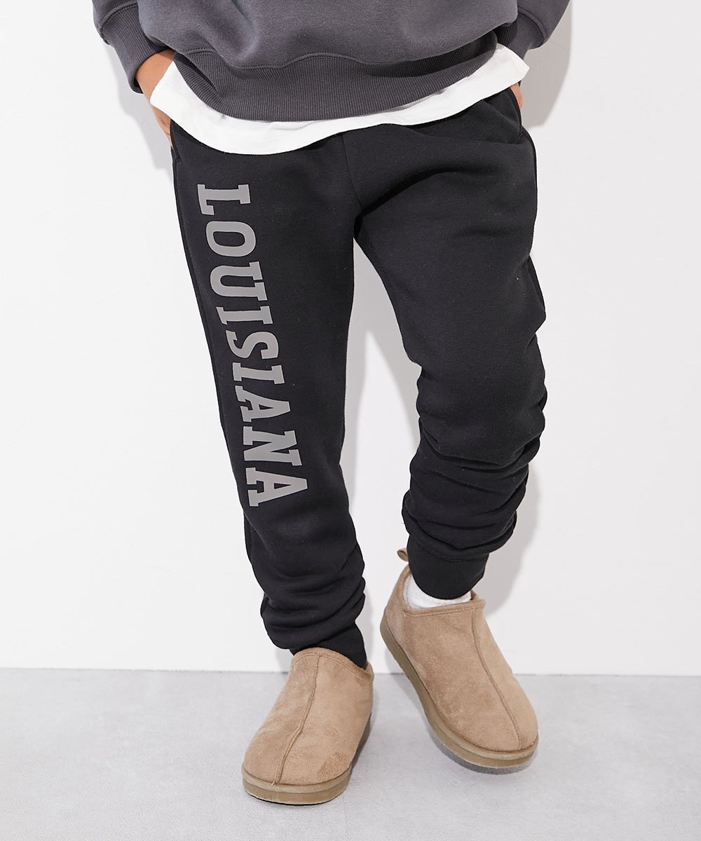 【デビロック/devirock / KIDS】のデビラボ プリント 裏起毛 パンツ スウェットパンツ ロングパンツ ボトムス 25AW インテリア・キッズ・メンズ・レディースファッション・服の通販 founy(ファニー) 　ファッション　Fashion　キッズファッション　Fashion for Kids　ボトムス　Bottoms　シンプル　Simple, Minimal　プリント　Print, Printed Pattern　ベーシック　Basic, Essential　ロング　Long, Long-Length　おすすめ　Recommended / Our Picks　2025年　2025　2025-2026秋冬・A/W　Autumn/Winter 2025–26 AW25–26　014-ロゴ2-ブラック|ID: prp329100004750706 ipo3291000000034730948