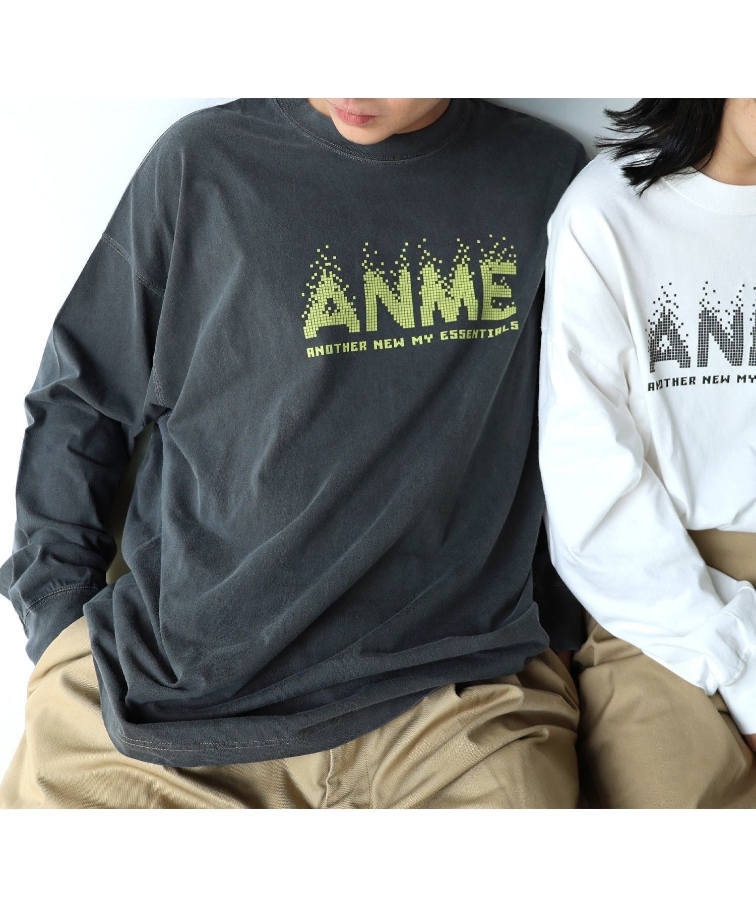 【アンドミー/andme】のANME ピクセル ロゴ プリント 長袖 Tシャツ ANME アンメ インテリア・キッズ・メンズ・レディースファッション・服の通販 founy(ファニー) 　ファッション　Fashion　レディースファッション　Fashion for Women　トップス・カットソー　Cut & Sew Tops　シャツ・ブラウス・オフィスカジュアル　Elegant Blouses & Button-Ups　ロングTシャツ・Tシャツ　Longline T-Shirts & Tees　ヴィンテージ　Vintage Style　長袖　Long Sleeve, Full Sleeve　プリント　Print, Printed Pattern　ブラック×イエローピグメント|ID: prp329100004750719 ipo3291000000034478362