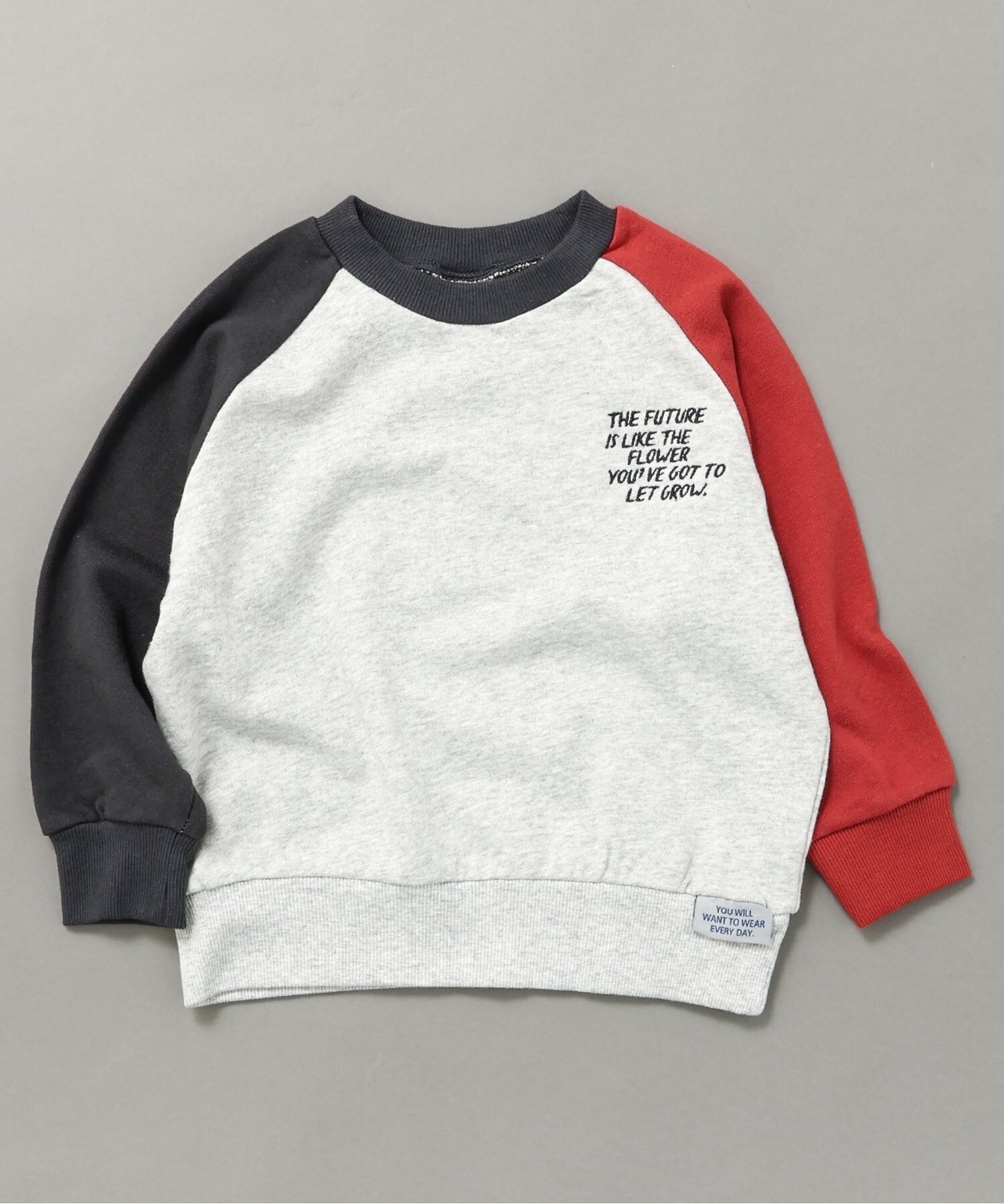 【エフオー オンラインストア/F.O.Online Store / KIDS】のWEB限定 ラグランワンポイントトレーナー インテリア・キッズ・メンズ・レディースファッション・服の通販 founy(ファニー) ファッション Fashion キッズファッション Fashion for Kids トレーナー Sweatshirt, Trainer 人気 Popular, Best Seller グレー|ID: prp329100004750720 ipo3291000000034636258