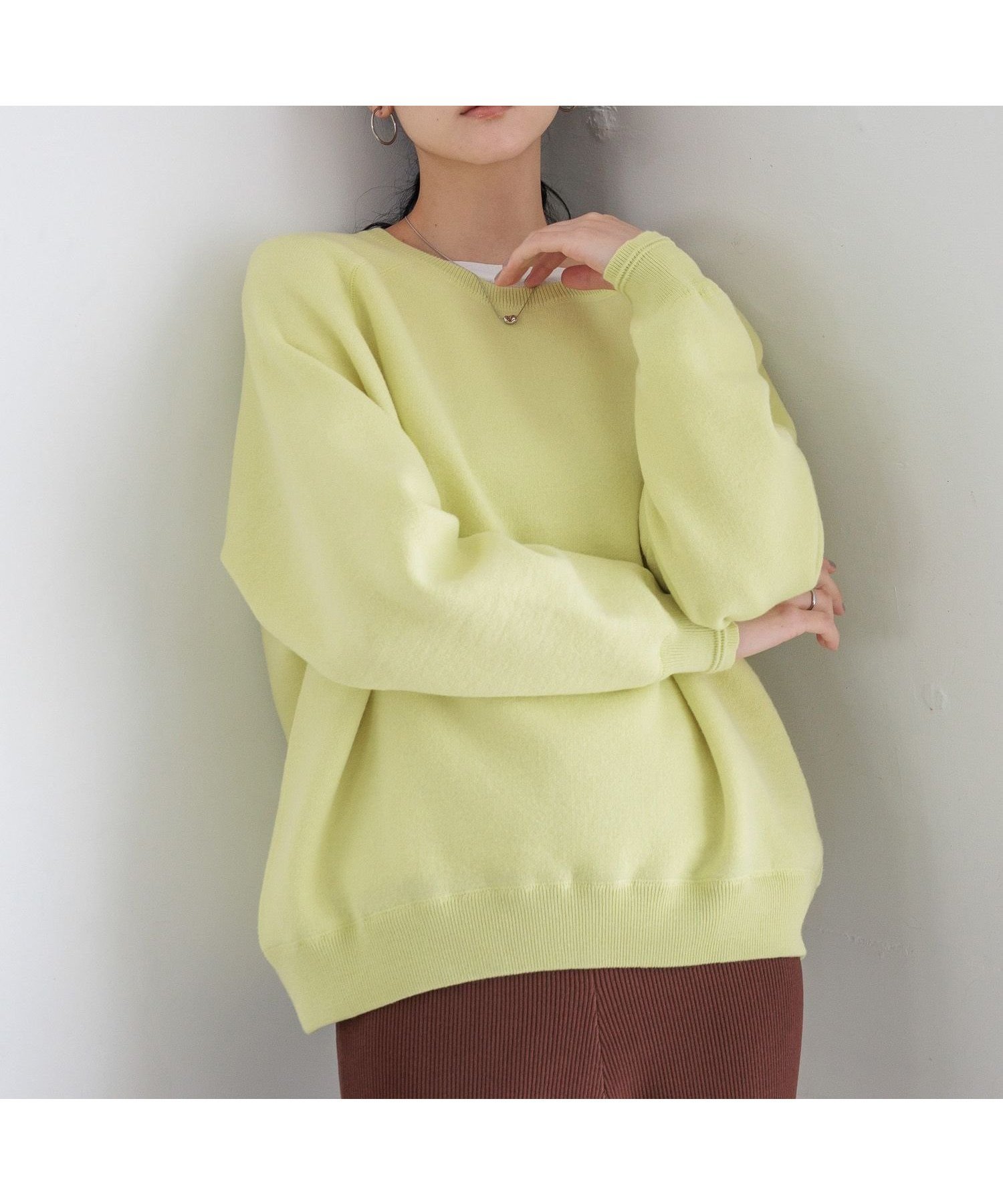 【ローリーズファーム/LOWRYS FARM】のスウェットライクニット インテリア・キッズ・メンズ・レディースファッション・服の通販 founy(ファニー)  ファッション Fashion レディースファッション Fashion for Women トップス・カットソー Cut & Sew Tops ニット Knit Tops & Sweaters レディースパーカー・カジュアルフーディー Casual Hoodies & Sweatshirts スウェット・クルーネックトップス Sweatshirts & Crewnecks / Relaxed Fit Sweat Tops おすすめ Recommended / Our Picks シンプル Simple, Minimal スウェット / スエット Sweatshirt, Sweatwear フェミニン Feminine, Girly フレア Flare, Flared ラウンド Round, Round Neck イエロー|ID: prp329100004750762 ipo3291000000034351567