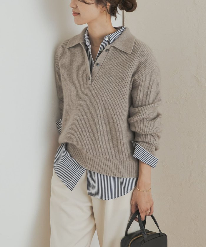 【アーバンリサーチ ドアーズ/URBAN RESEARCH DOORS】のFOX混衿付き畦ニット インテリア・キッズ・メンズ・レディースファッション・服の通販 founy(ファニー) https://founy.com/ ファッション Fashion レディースファッション Fashion for Women トップス・カットソー Cut & Sew Tops ニット Knit Tops & Sweaters 2025年 2025 2025-2026秋冬・A/W Autumn/Winter 2025–26 AW25–26 冬 Winter / This Winter デニム Denim, Jeans Material トレンド Trend, Trending Now エレガント 上品 Elegant 畦 Ribbed Knit A/W・秋冬 Autumn/Winter |ID: prp329100004750769 ipo3291000000034703050