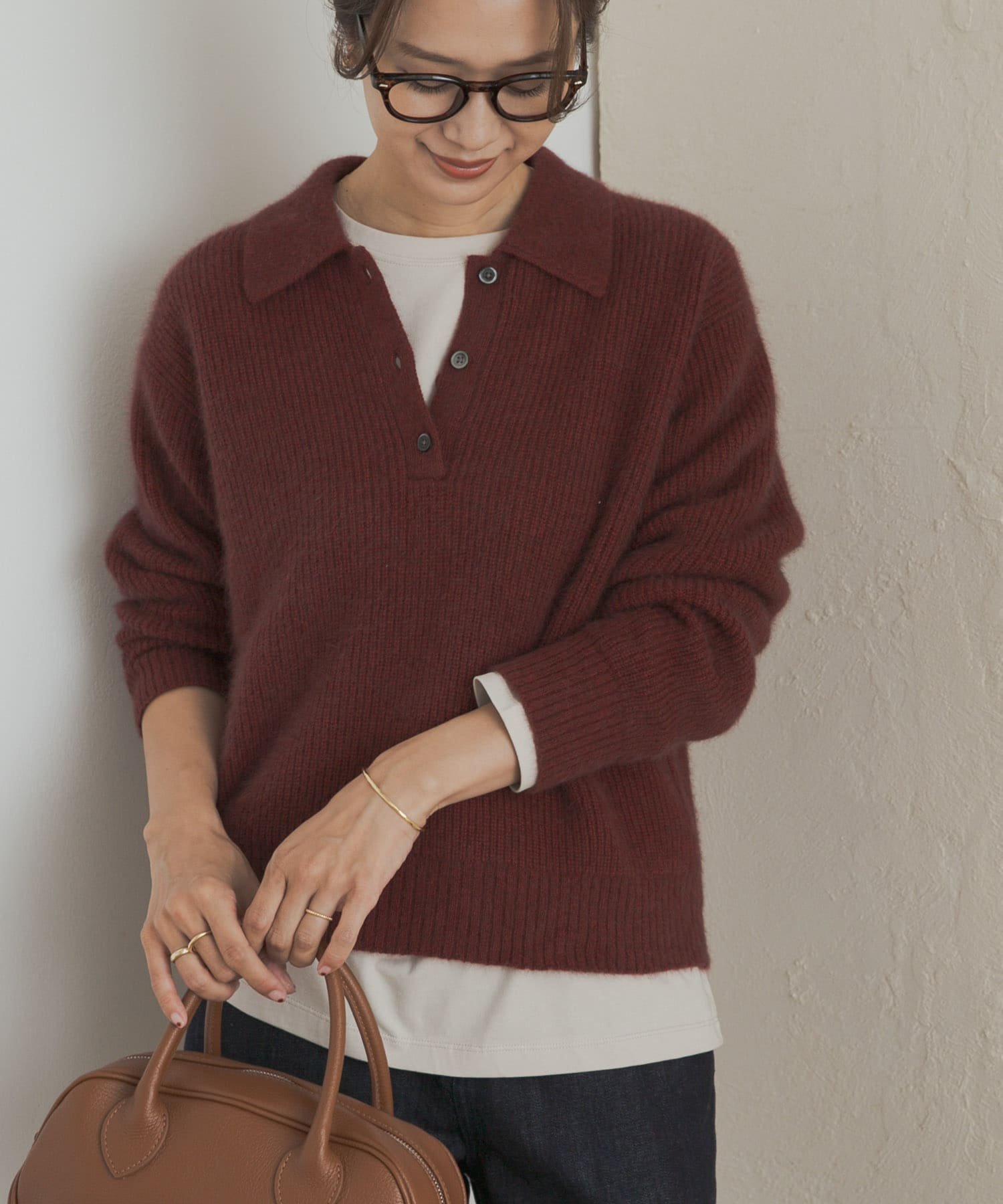 【アーバンリサーチ ドアーズ/URBAN RESEARCH DOORS】のFOX混衿付き畦ニット インテリア・キッズ・メンズ・レディースファッション・服の通販 founy(ファニー) ファッション Fashion レディースファッション Fashion for Women トップス・カットソー Cut & Sew Tops ニット Knit Tops & Sweaters 2025年 2025 2025-2026秋冬・A/W Autumn/Winter 2025–26 AW25–26 冬 Winter / This Winter デニム Denim, Jeans Material トレンド Trend, Trending Now エレガント 上品 Elegant 畦 Ribbed Knit A/W・秋冬 Autumn/Winter ボルドー|ID: prp329100004750769 ipo3291000000034703052