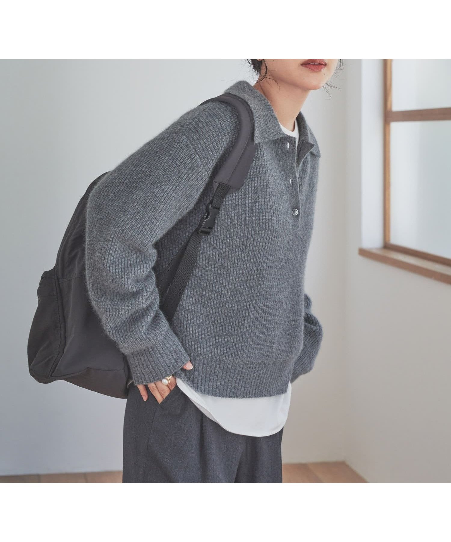 【アーバンリサーチ ドアーズ/URBAN RESEARCH DOORS】のFOX混衿付き畦ニット インテリア・キッズ・メンズ・レディースファッション・服の通販 founy(ファニー) ファッション Fashion レディースファッション Fashion for Women トップス・カットソー Cut & Sew Tops ニット Knit Tops & Sweaters 2025年 2025 2025-2026秋冬・A/W Autumn/Winter 2025–26 AW25–26 冬 Winter / This Winter デニム Denim, Jeans Material トレンド Trend, Trending Now エレガント 上品 Elegant 畦 Ribbed Knit A/W・秋冬 Autumn/Winter グレー|ID: prp329100004750769 ipo3291000000034703053