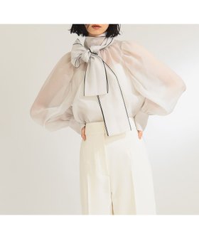 【デミルクス ビームス/Demi-Luxe BEAMS】 【ビームスの百名品】オーガンジー リボンブラウス シアーブラウス フォーマル人気、トレンドファッション・服の通販 founy(ファニー) ファッション Fashion レディースファッション Fashion for Women トップス・カットソー Cut & Sew Tops シャツ・ブラウス・オフィスカジュアル Elegant Blouses & Button-Ups オーガンジー Organza Fabric ギャザー Gathered, Ruffled シアー Sheer, See-Through スリーブ Sleeve, Long Sleeve / Short Sleeve バランス Balance, Style Balance フェミニン Feminine, Girly フォーマル Formal, Dressy ヘムライン Hemline, Bottom Cut リボン Ribbon, Bow エレガント 上品 Elegant |ID:prp329100004750835