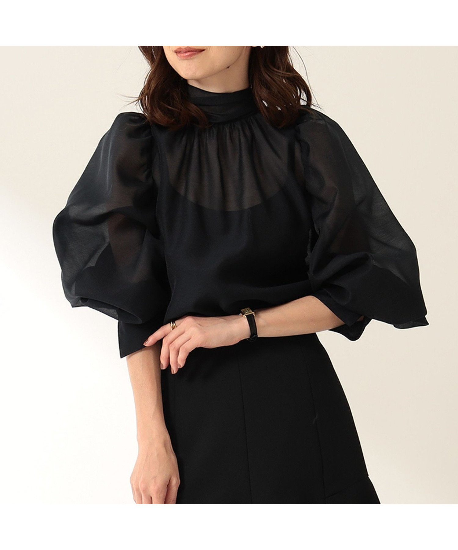 【デミルクス ビームス/Demi-Luxe BEAMS】の【ビームスの百名品】オーガンジー リボンブラウス シアーブラウス フォーマル インテリア・キッズ・メンズ・レディースファッション・服の通販 founy(ファニー)  ファッション Fashion レディースファッション Fashion for Women トップス・カットソー Cut & Sew Tops シャツ・ブラウス・オフィスカジュアル Elegant Blouses & Button-Ups オーガンジー Organza Fabric ギャザー Gathered, Ruffled シアー Sheer, See-Through スリーブ Sleeve, Long Sleeve / Short Sleeve バランス Balance, Style Balance フェミニン Feminine, Girly フォーマル Formal, Dressy ヘムライン Hemline, Bottom Cut リボン Ribbon, Bow エレガント 上品 Elegant NAVY|ID: prp329100004750835 ipo3291000000034352089