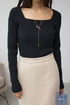 【アズール バイ マウジー/AZUL by moussy】のVENUSスクエアネックリブニット 人気、トレンドファッション・服の通販 founy(ファニー) ファッション Fashion レディースファッション Fashion for Women トップス・カットソー Cut & Sew Tops ニット Knit Tops & Sweaters インナー Innerwear シンプル Simple, Minimal ストレッチ Stretch, Stretchy Fabric ベーシック Basic, Essential ボトム Bottoms, Lower Wear リブニット Rib Knit, Ribbed Knit thumbnail BLK|ID: prp329100004750896 ipo3291000000034352514