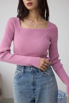 【アズール バイ マウジー/AZUL by moussy】のVENUSスクエアネックリブニット 人気、トレンドファッション・服の通販 founy(ファニー) ファッション Fashion レディースファッション Fashion for Women トップス・カットソー Cut & Sew Tops ニット Knit Tops & Sweaters インナー Innerwear シンプル Simple, Minimal ストレッチ Stretch, Stretchy Fabric ベーシック Basic, Essential ボトム Bottoms, Lower Wear リブニット Rib Knit, Ribbed Knit thumbnail PNK|ID: prp329100004750896 ipo3291000000034352516