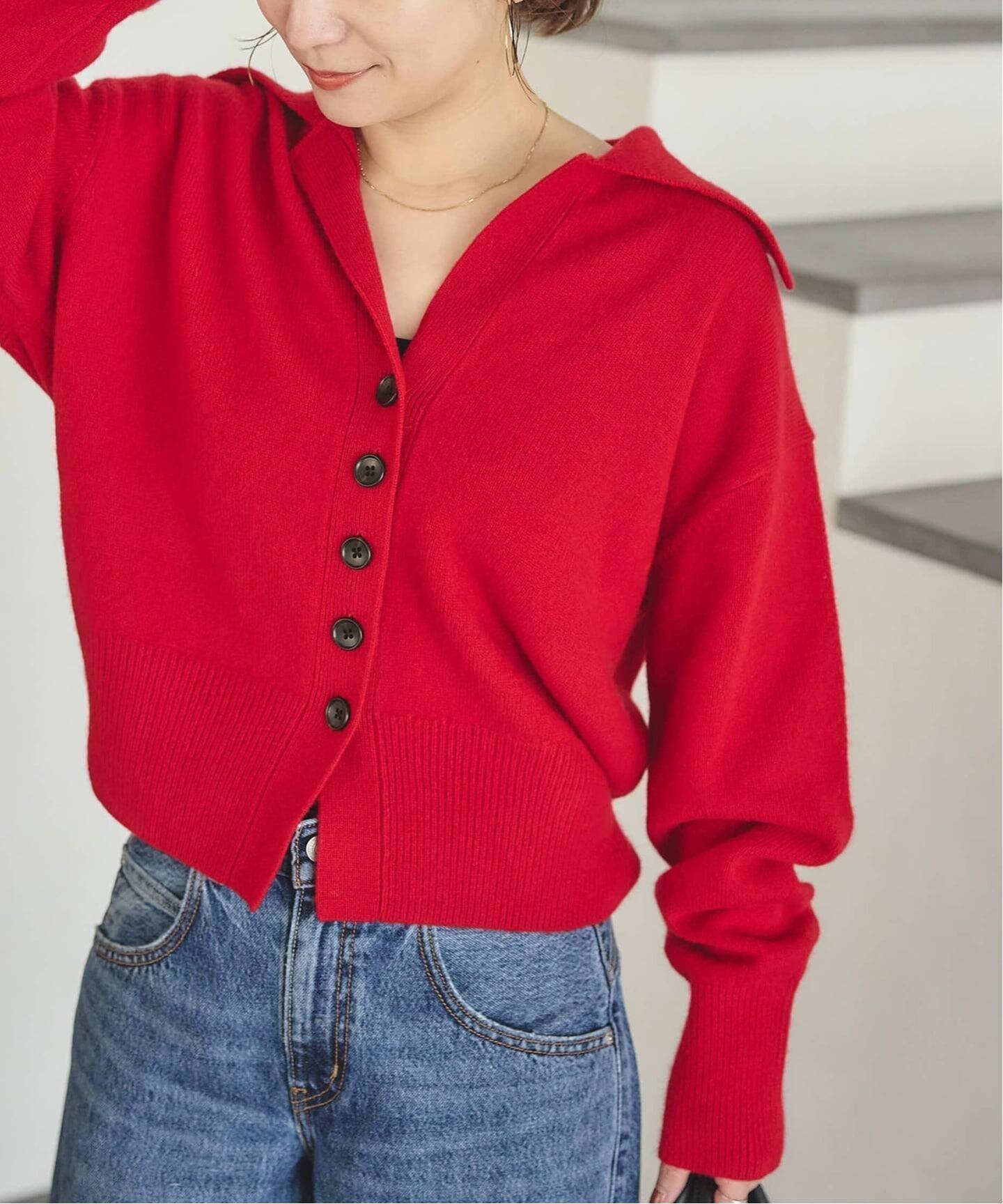 【ジャーナルスタンダード/JOURNAL STANDARD】の《追加2》MUSICオープンカラーカーディガン インテリア・キッズ・メンズ・レディースファッション・服の通販 founy(ファニー) 　ファッション　Fashion　レディースファッション　Fashion for Women　トップス・カットソー　Cut & Sew Tops　カーディガン・羽織り　Layered Style Cardigans　カーディガン　Cardigan, Knitwear　コンパクト　Compact, Small Size　シェイプ　Shape, Slim Fit　ジャケット　Jacket, Outerwear　スキッパー　Skipper, Open Collar　バランス　Balance, Style Balance　レッド|ID: prp329100004750930 ipo3291000000034635844