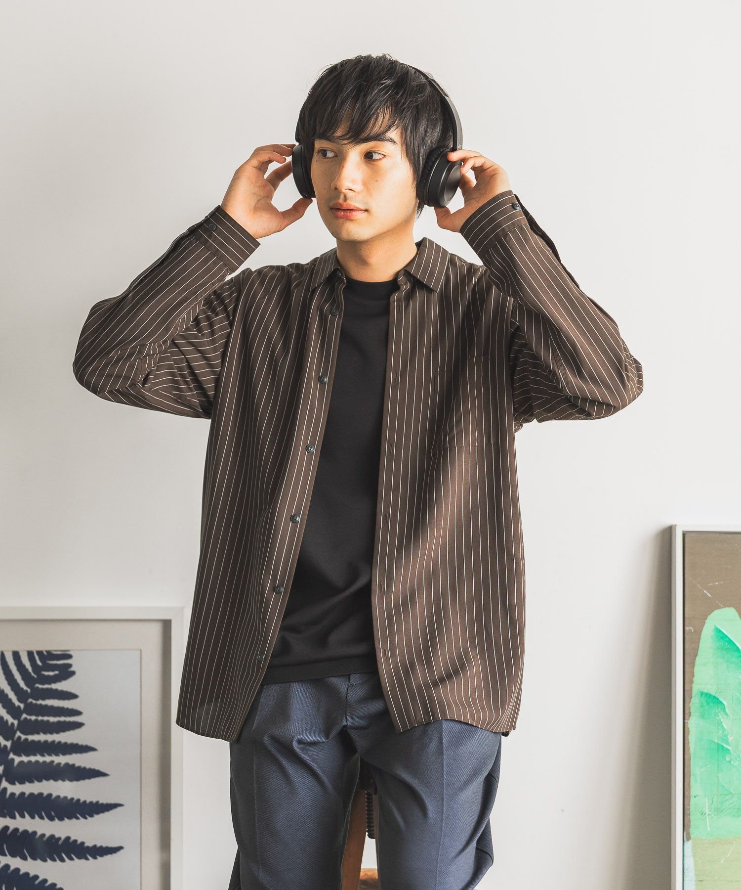 【グローバルワーク/GLOBAL WORK / MEN】のサラサマレギュラーシャツ/長袖/575772 インテリア・キッズ・メンズ・レディースファッション・服の通販 founy(ファニー)  ファッション Fashion メンズファッション Fashion for Men おすすめ Recommended / Our Picks インナー Innerwear カフス Cuff Design ストライプ Stripe, Striped Pattern スラックス Slacks, Dress Pants トレンド Trend, Trending Now ボトム Bottoms, Lower Wear エレガント 上品 Elegant 長袖 Long Sleeve, Full Sleeve ブラウンストライプ58|ID: prp329100004750939 ipo3291000000034352864
