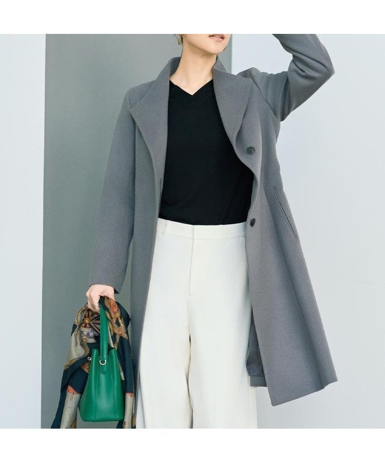 【アンタイトル/UNTITLED】の【きれいめ/スタイリッシュ】2WAYスタンドカラーロングコート 人気、トレンドファッション・服の通販 founy(ファニー) 　ファッション　Fashion　レディースファッション　Fashion for Women　アウター　Coat / Outerwear Collection　コート・ロングコート・ピーコート　Long Coats, Peacoats & More　キュプラ　Cupro, Eco Fabric　スタイリッシュ　Stylish, Fashionable　スタンド　Stand Collar, Upright Stand　ストライプ　Stripe, Striped Pattern　スマート　Smart, Elegant　チェーン　Chain, Chain Strap　定番　Standard, Basic Item　バランス　Balance, Style Balance　ポケット　Pocket, Pocket Detail　エレガント 上品　Elegant　 other-1|ID: prp329100004751031 ipo3291000000034632187