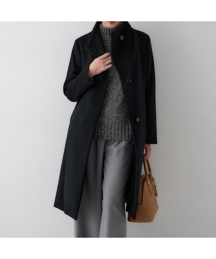 【アンタイトル/UNTITLED】の【きれいめ/スタイリッシュ】2WAYスタンドカラーロングコート インテリア・キッズ・メンズ・レディースファッション・服の通販 founy(ファニー) 　ファッション　Fashion　レディースファッション　Fashion for Women　アウター　Coat / Outerwear Collection　コート・ロングコート・ピーコート　Long Coats, Peacoats & More　キュプラ　Cupro, Eco Fabric　スタイリッシュ　Stylish, Fashionable　スタンド　Stand Collar, Upright Stand　ストライプ　Stripe, Striped Pattern　スマート　Smart, Elegant　チェーン　Chain, Chain Strap　定番　Standard, Basic Item　バランス　Balance, Style Balance　ポケット　Pocket, Pocket Detail　エレガント 上品　Elegant　ブラック|ID: prp329100004751031 ipo3291000000034632190
