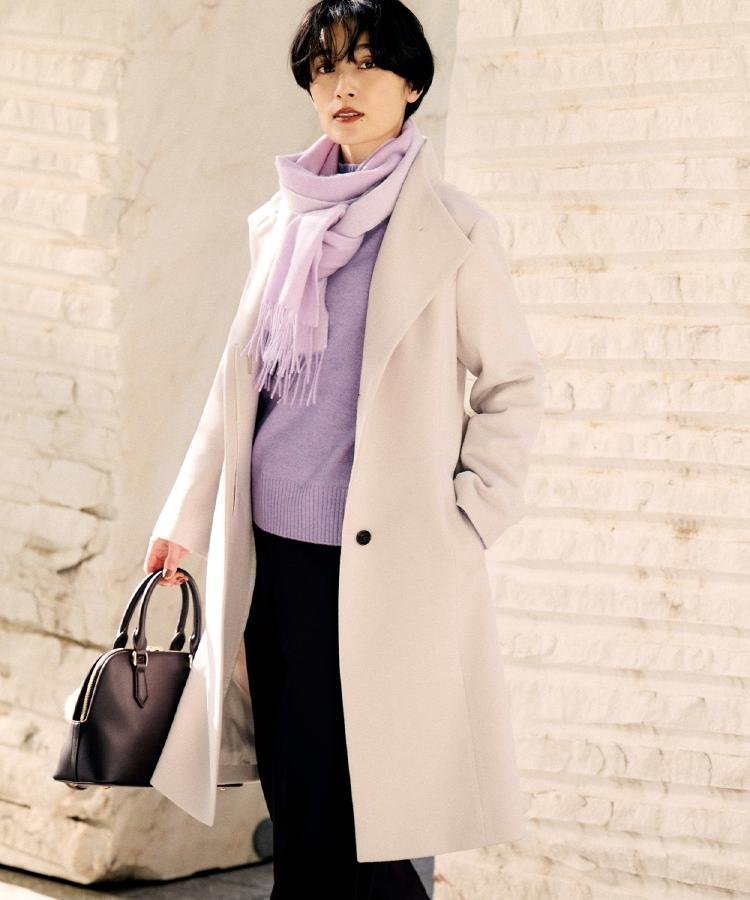 【アンタイトル/UNTITLED】の【きれいめ/スタイリッシュ】2WAYスタンドカラーロングコート インテリア・キッズ・メンズ・レディースファッション・服の通販 founy(ファニー) 　ファッション　Fashion　レディースファッション　Fashion for Women　アウター　Coat / Outerwear Collection　コート・ロングコート・ピーコート　Long Coats, Peacoats & More　キュプラ　Cupro, Eco Fabric　スタイリッシュ　Stylish, Fashionable　スタンド　Stand Collar, Upright Stand　ストライプ　Stripe, Striped Pattern　スマート　Smart, Elegant　チェーン　Chain, Chain Strap　定番　Standard, Basic Item　バランス　Balance, Style Balance　ポケット　Pocket, Pocket Detail　エレガント 上品　Elegant　ベージュ|ID: prp329100004751031 ipo3291000000034632191