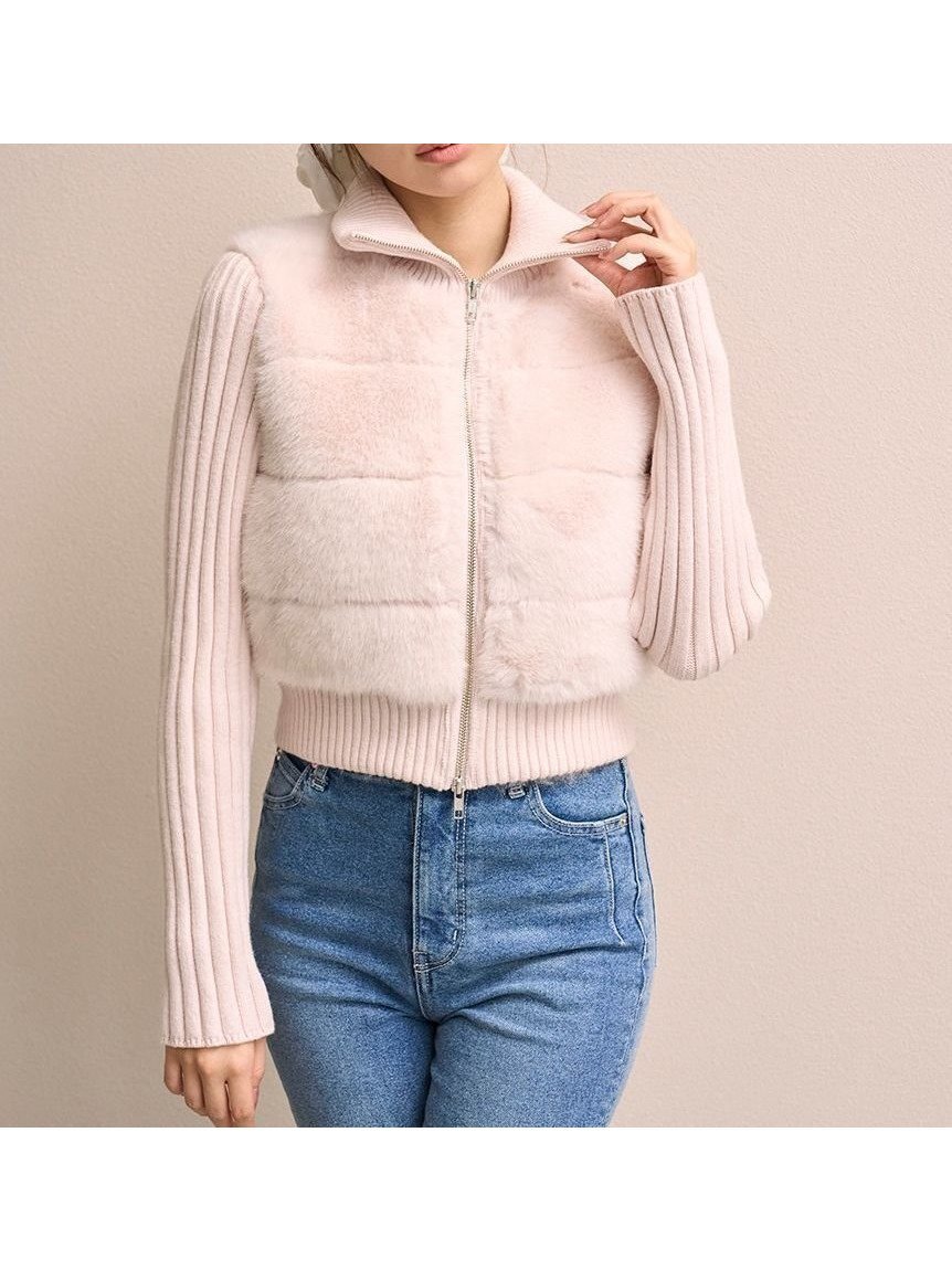 【スナイデル/SNIDEL】のファーニットブルゾン インテリア・キッズ・メンズ・レディースファッション・服の通販 founy(ファニー) 　ファッション　Fashion　レディースファッション　Fashion for Women　アウター　Coat / Outerwear Collection　ブルゾンジャケット・スポーティアウター　Blouson Jackets　トップス・カットソー　Cut & Sew Tops　ニット　Knit Tops & Sweaters　インナー　Innerwear　ウェーブ　Wavy Pattern　キルティング　Quilted, Quilting　コンパクト　Compact, Small Size　ストレッチ　Stretch, Stretchy Fabric　スマート　Smart, Elegant　タートルネック　Turtleneck, High Neck　ドッキング　Docking, Mixed Material　フェイクファー　Faux Fur, Imitation Fur　ボトム　Bottoms, Lower Wear　ボーダー　Border, Stripe　ポケット　Pocket, Pocket Detail　リブニット　Rib Knit, Ribbed Knit　冬　Winter / This Winter　おすすめ　Recommended / Our Picks　LPNK[061]|ID: prp329100004751099 ipo3291000000034353959