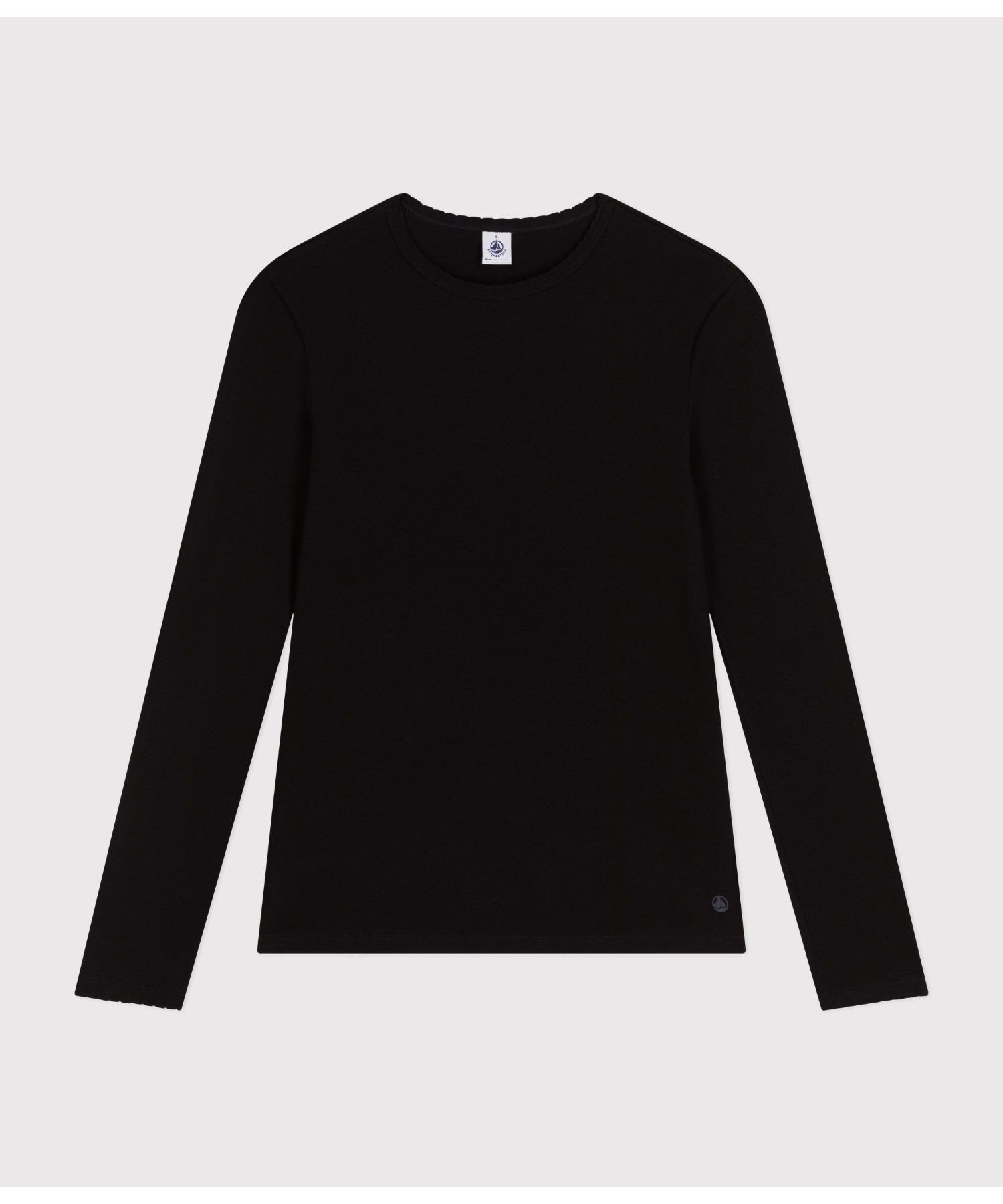 【プチバトー/PETIT BATEAU】のポワンココットクルーネック長袖Tシャツ インテリア・キッズ・メンズ・レディースファッション・服の通販 founy(ファニー)  ファッション Fashion レディースファッション Fashion for Women トップス・カットソー Cut & Sew Tops シャツ・ブラウス・オフィスカジュアル Elegant Blouses & Button-Ups ロングTシャツ・Tシャツ Longline T-Shirts & Tees おすすめ Recommended / Our Picks インナー Innerwear シンプル Simple, Minimal 長袖 Long Sleeve, Full Sleeve ブラック|ID: prp329100004751102 ipo3291000000034353992
