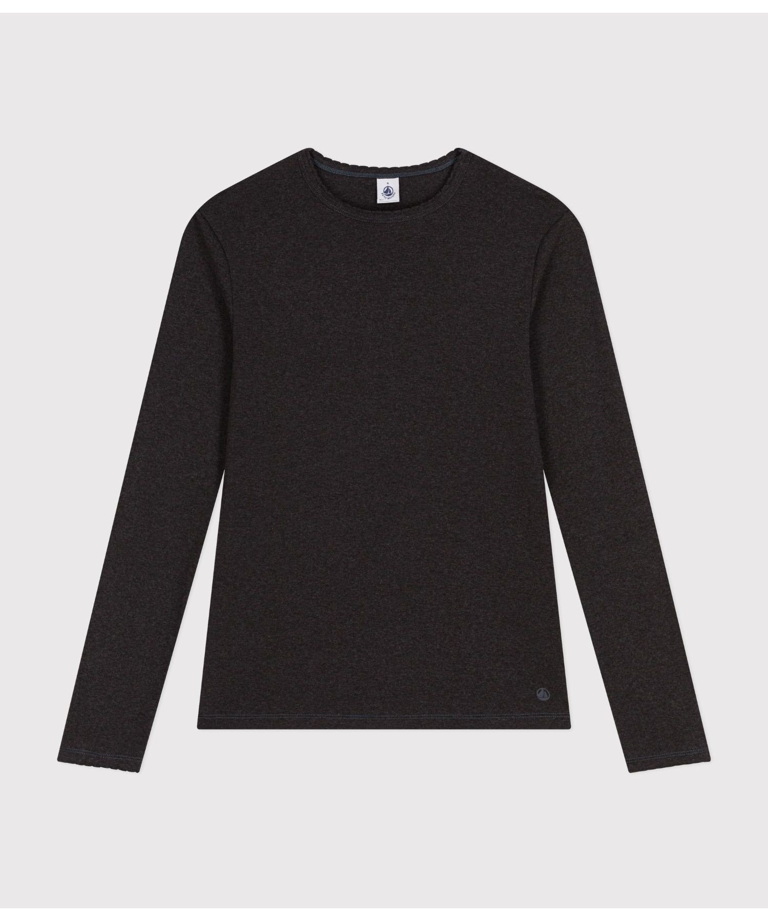 【プチバトー/PETIT BATEAU】のポワンココットクルーネック長袖Tシャツ インテリア・キッズ・メンズ・レディースファッション・服の通販 founy(ファニー)  ファッション Fashion レディースファッション Fashion for Women トップス・カットソー Cut & Sew Tops シャツ・ブラウス・オフィスカジュアル Elegant Blouses & Button-Ups ロングTシャツ・Tシャツ Longline T-Shirts & Tees おすすめ Recommended / Our Picks インナー Innerwear シンプル Simple, Minimal 長袖 Long Sleeve, Full Sleeve チャコールグレー|ID: prp329100004751102 ipo3291000000034353994