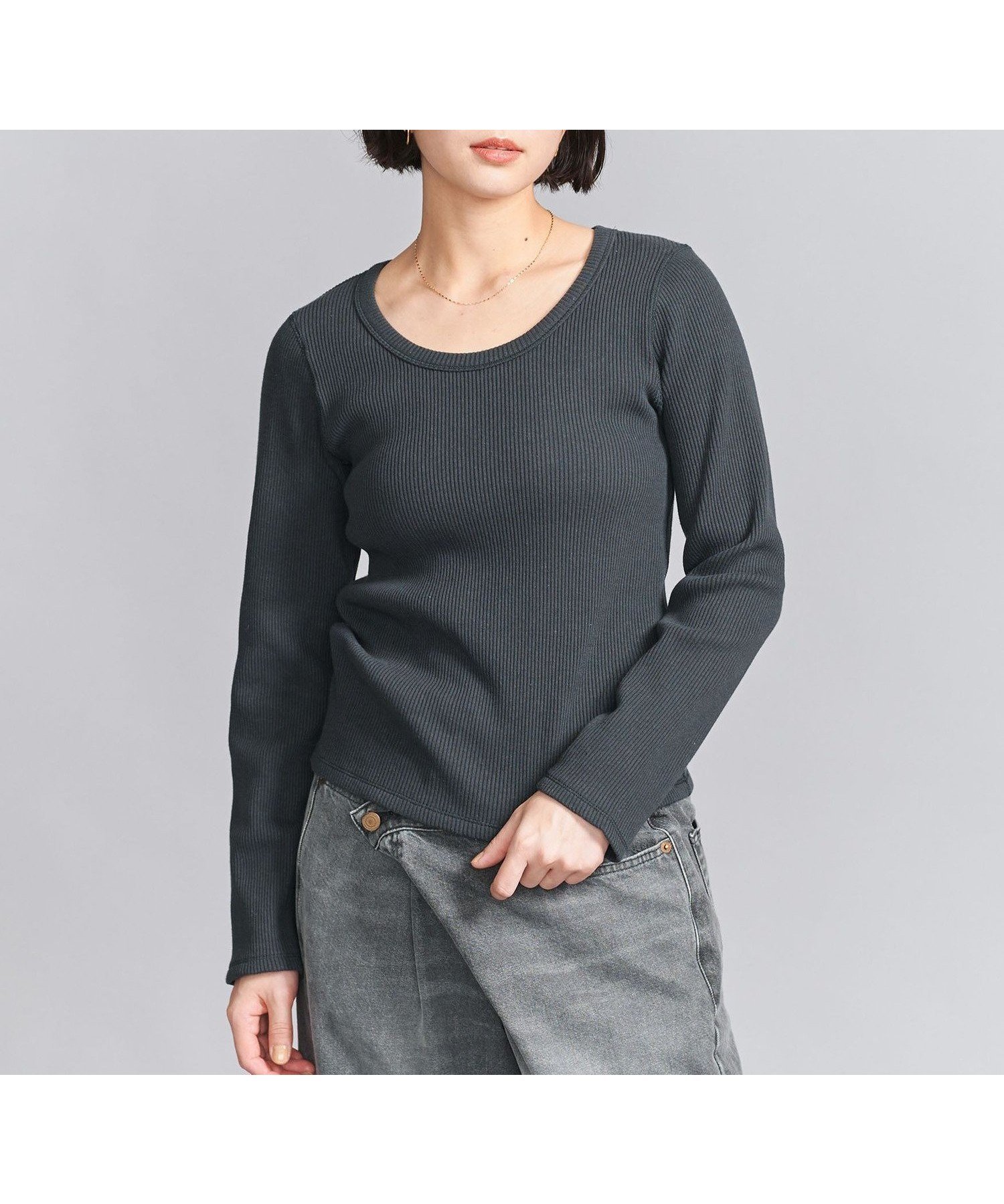 【ユナイテッドアローズ/UNITED ARROWS】のコットンリブ ラウンドネック カットソー インテリア・キッズ・メンズ・レディースファッション・服の通販 founy(ファニー) ファッション Fashion レディースファッション Fashion for Women トップス・カットソー Cut & Sew Tops カットソー・ベーシックTシャツ Cut-and-Sewn Tops / Stretch Tees & Basics インナー Innerwear カットソー Cut and Sewn Top コンパクト Compact, Small Size シンプル Simple, Minimal テレコ Ribbed, Rib Stitch ラウンド Round, Round Neck アウトレット Outlet / Clearance おすすめ Recommended / Our Picks DK.GRAY|ID: prp329100004751108 ipo3291000000034726309