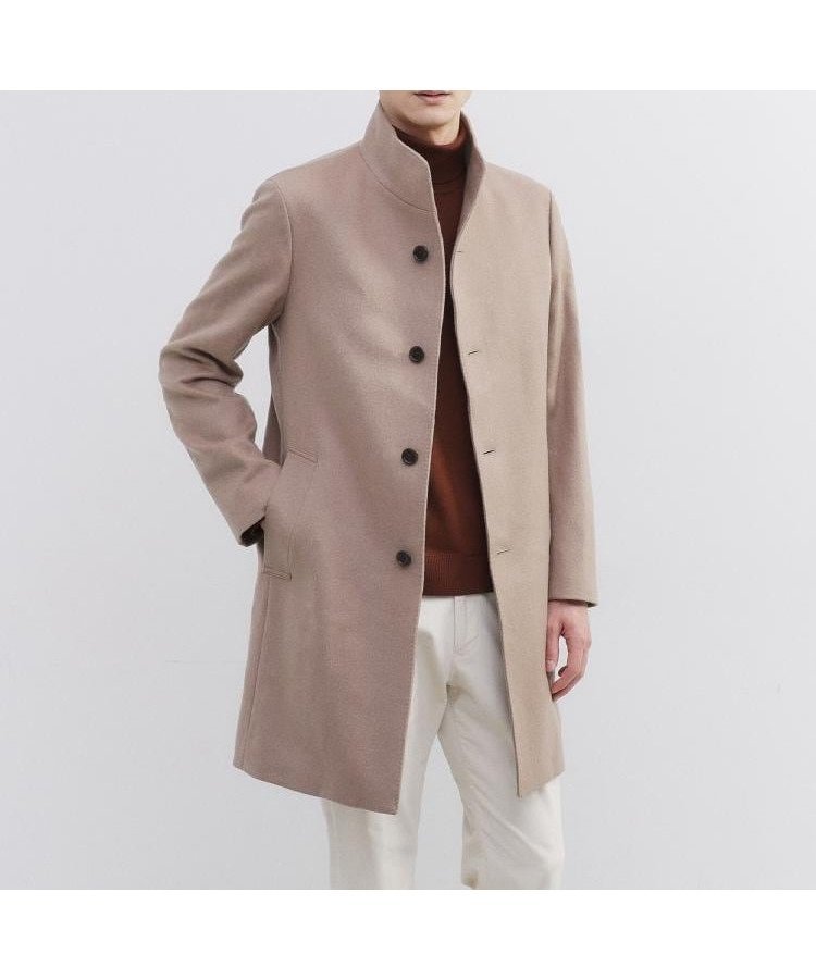 【タケオキクチ/TAKEO KIKUCHI / MEN】の【ウールカシミヤブレンド】ビーバー調 スタンドカラー コート インテリア・キッズ・メンズ・レディースファッション・服の通販 founy(ファニー) ファッション Fashion メンズファッション Fashion for Men エレガント 上品 Elegant スタンド Stand Collar, Upright Stand スマート Smart, Elegant スーツ Suit, Formalwear バランス Balance, Style Balance マフラー Scarf, Muffler 無地 Plain, Solid Color ビジネス 仕事 通勤 Business / Work / Commuting ベージュ|ID: prp329100004751324 ipo3291000000034776712