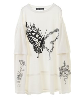 【キャンディストリッパー/Candy Stripper】のFIRE BUTTERFLY LAYERED TOPS 人気、トレンドファッション・服の通販 founy(ファニー) ファッション Fashion レディースファッション Fashion for Women トップス・カットソー Cut & Sew Tops おすすめ Recommended / Our Picks グラフィック Graphic, Graphic Design バタフライ Butterfly, Butterfly Motif ベスト Vest, Waistcoat モチーフ Motif, Design Theme ワッフル Waffle, Waffle Knit |ID:prp329100004751348