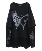 【キャンディストリッパー/Candy Stripper】のFIRE BUTTERFLY LAYERED TOPS 人気、トレンドファッション・服の通販 founy(ファニー) ファッション Fashion レディースファッション Fashion for Women トップス・カットソー Cut & Sew Tops おすすめ Recommended / Our Picks グラフィック Graphic, Graphic Design バタフライ Butterfly, Butterfly Motif ベスト Vest, Waistcoat モチーフ Motif, Design Theme ワッフル Waffle, Waffle Knit thumbnail BLACK|ID: prp329100004751348 ipo3291000000034356254